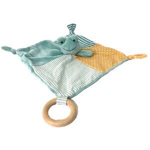 NWOT Creative Co-op Plush Frog Lovey Securities Blanket Yellow Polka Dots